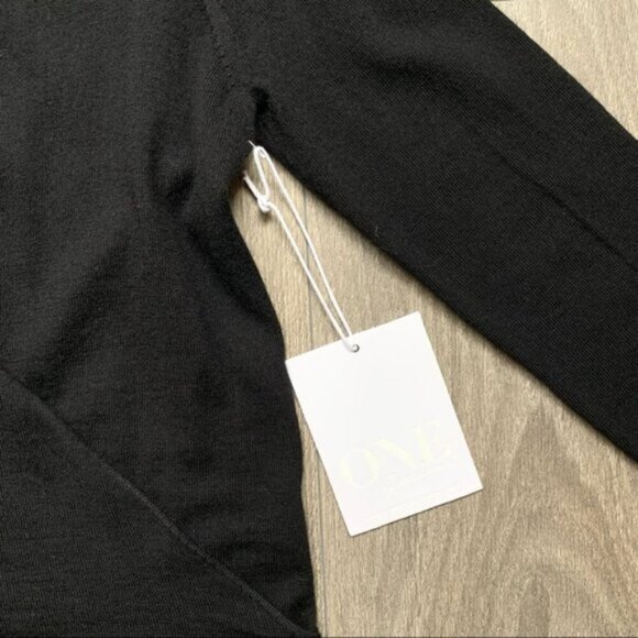 One Teaspoon Women's Sweater Merino Wool Deep V Wrap Surplice neckline Black XS - Picture 6 of 13